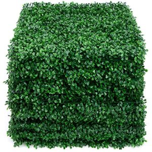 Amagabeli 12 PCS 20"x20" Leaves Artificial Boxwood Panels 240" x20" Topiary Hedge Plant UV Protected Privacy Hedge Screen High-Density Grass Decor Indoor Outdoor Backdrop 4 Layers Green Wall