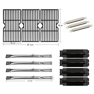 hongso grill parts kit for charbroil 467300115, 463436215, 463436213, 463436214, g432-001n-w1, g432-y700-w1, g432-0096-w1, grill burner tube, heat plate tent, cooking grate and crossover tube