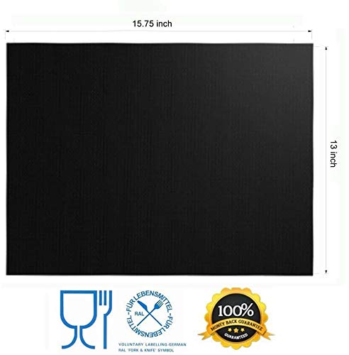 Renook Grill Mat Set of 6-100% Non-Stick BBQ Grill Mats, Heavy Duty, Reusable, and Easy to Clean - Works on Electric Grill Gas Charcoal BBQ - 15.75 x 13-Inch, Black