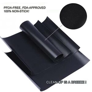 Renook Grill Mat Set of 6-100% Non-Stick BBQ Grill Mats, Heavy Duty, Reusable, and Easy to Clean - Works on Electric Grill Gas Charcoal BBQ - 15.75 x 13-Inch, Black