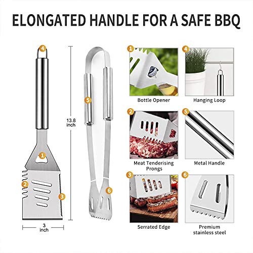 Mirror Flower 66PCS Grill Utensils Set for Outdoor Grill Set Stainless Steel BBQ Grill Accessories in Case,Heavy Duty Grilling Accessories Kit,Perfect for Camping Backyard Barbecue