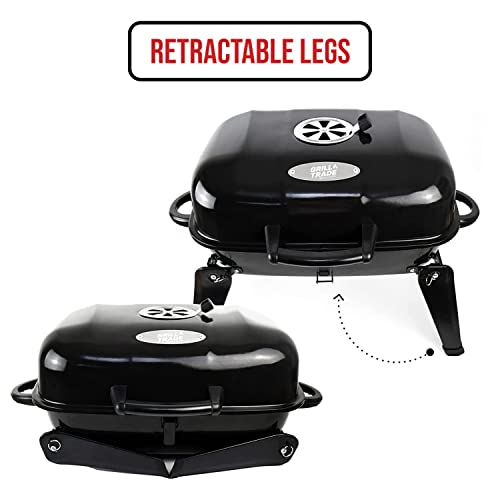 Grill Trade Portable Charcoal Grills - Mini Barbecue Grill - Small Tabletop Charcoal Grill for Outdoor Cooking, Grilling - Foldable Table Top BBQ Grill for Camping, Picnic etc.