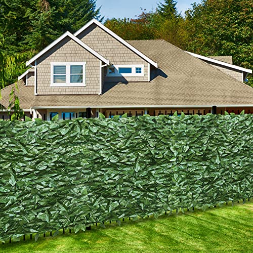 ECOOPTS Expandable Artificial Ivy Fence Wall Décor Faux Ivy Privacy Fence Screen Plant Leaves Covering Decoration for Home Backyard Garden, 58"x393", 1 Piece