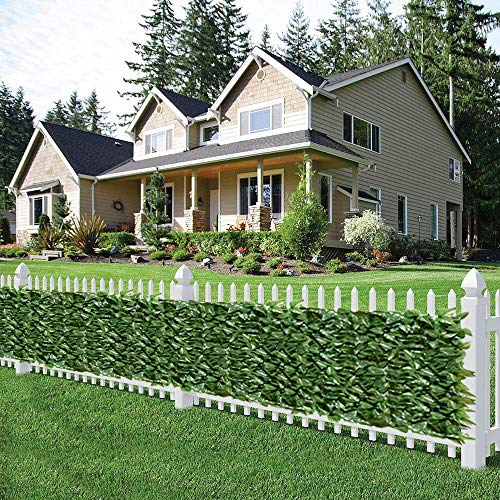 ECOOPTS Expandable Artificial Ivy Fence Wall Décor Faux Ivy Privacy Fence Screen Plant Leaves Covering Decoration for Home Backyard Garden, 58"x393", 1 Piece