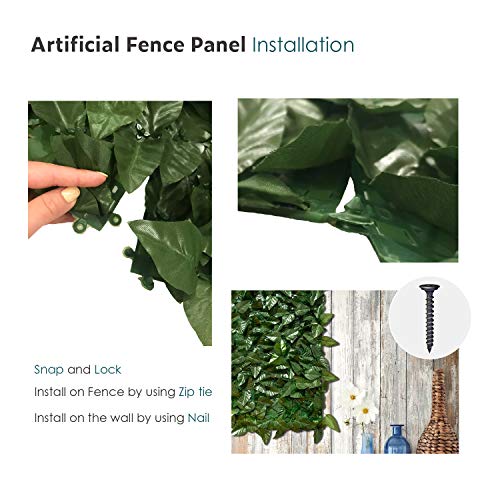 ECOOPTS Expandable Artificial Ivy Fence Wall Décor Faux Ivy Privacy Fence Screen Plant Leaves Covering Decoration for Home Backyard Garden, 58"x393", 1 Piece