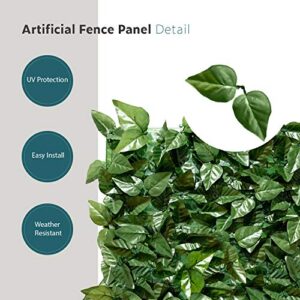 ECOOPTS Expandable Artificial Ivy Fence Wall Décor Faux Ivy Privacy Fence Screen Plant Leaves Covering Decoration for Home Backyard Garden, 58"x393", 1 Piece