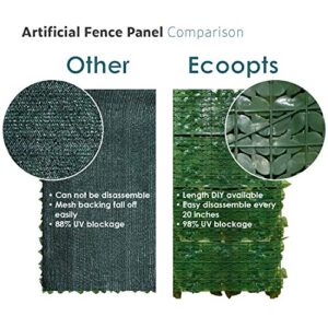 ECOOPTS Expandable Artificial Ivy Fence Wall Décor Faux Ivy Privacy Fence Screen Plant Leaves Covering Decoration for Home Backyard Garden, 58"x393", 1 Piece