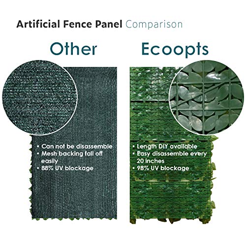 ECOOPTS Expandable Artificial Ivy Fence Wall Décor Faux Ivy Privacy Fence Screen Plant Leaves Covering Decoration for Home Backyard Garden, 58"x393", 1 Piece