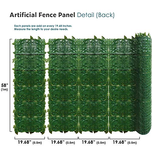 ECOOPTS Expandable Artificial Ivy Fence Wall Décor Faux Ivy Privacy Fence Screen Plant Leaves Covering Decoration for Home Backyard Garden, 58"x393", 1 Piece