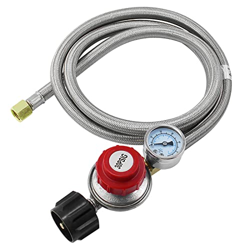 MENSI 0-30PSI High Pressure Adjustable Propane Regulator with Braided Hose 60inches