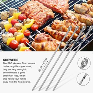 Grilljoy 10PC Extra Thick Stainless Steel Grill Tools Set, Heavy Duty Barbecue Spatula, Fork, Tongs, Skewers with Portable Bag, Deluxe Grill Utensils Set for Men Women Birthday Gift