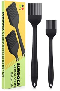 surdoca silicone pastry basting brush – 2pcs 10 + 8 in heat resistant brush for baking cooking food, bpa free kitchen brush for sauce butter oil, stainless steel core design for barbecue bbq grilling