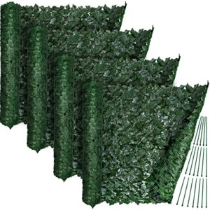 kitchen joy fence covering privacy – 136 sq ft of artificial ivy privacy fence screen, privacy fence panels for outside – set of 4 x 50″ x 98″ screens