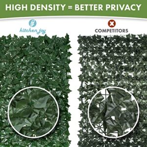 Kitchen Joy Fence Covering Privacy - 136 Sq Ft of Artificial Ivy Privacy Fence Screen, Privacy Fence Panels for Outside - Set of 4 x 50" x 98" Screens