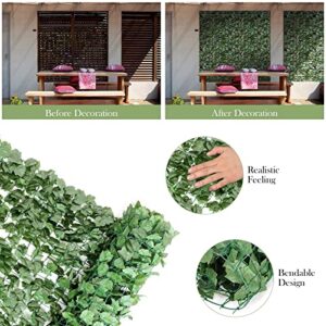 Giantex Artificial Faux Ivy Privacy Fence, 118"x59" Artificial Hedge Faux Ivy Vine Leaf Greenery Wall Screen, Decorative Trellis Fence Covering for Outdoor Porch Garden Patio