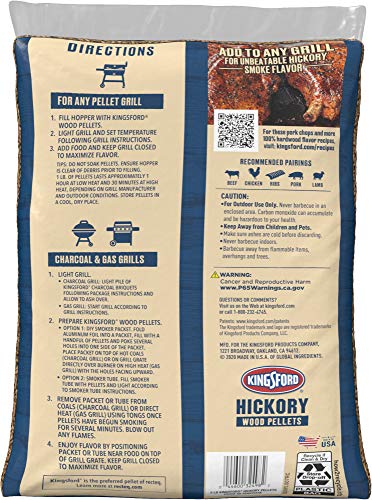 Kingsford 100% Hickory Wood Pellets, BBQ Pellets for Grilling – 5 Pounds (Package May Vary)