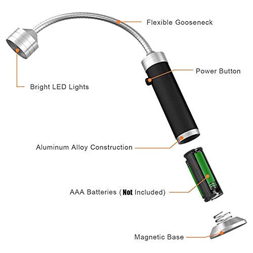 MasBekTe Barbecue Grill Lights, Magnetic Base Super Bright LED BBQ Lights, 360 Degree Flexible Gooseneck, Heat Resistant Alloy Grill Accessories for Outdoor Grill, Pack of 2