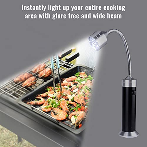 MasBekTe Barbecue Grill Lights, Magnetic Base Super Bright LED BBQ Lights, 360 Degree Flexible Gooseneck, Heat Resistant Alloy Grill Accessories for Outdoor Grill, Pack of 2