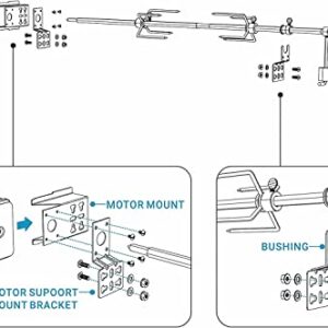 onlyfire 6902 Universal Barbecue Grill Stainless Steel Rotisserie Motor Bracket Set