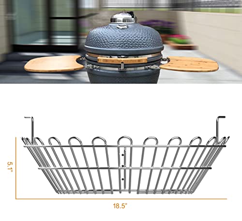 Stainless Steel Charcoal Ash Basket for Big Joe Kamado Grill, Charcoal Holder with Handles/Removable Divider Plate, Kamado Joe Grill Accessory