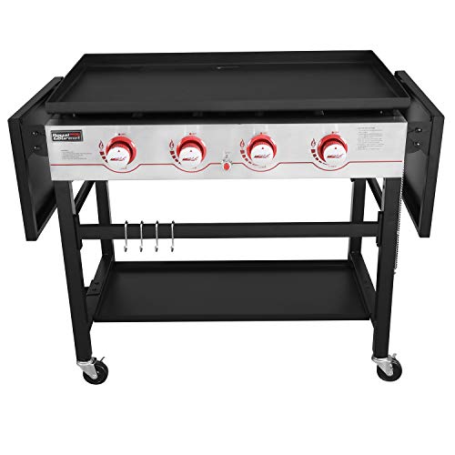 Royal Gourmet GB4000 36-inch 4-Burner Flat Top Propane Gas Grill Griddle, for BBQ, Camping, Red