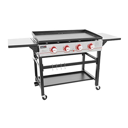 Royal Gourmet GB4000 36-inch 4-Burner Flat Top Propane Gas Grill Griddle, for BBQ, Camping, Red