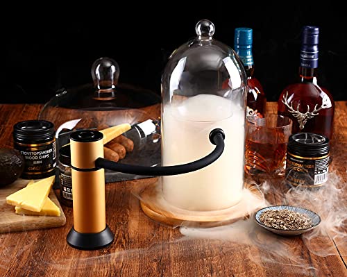 CREATIVECHEF Smoking Gun，Cocktail Smoker Kit，Used Outdoors, Bars, Parties，Aluminum Alloy Material，Yellow