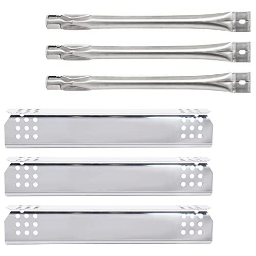 Criditpid Grill Replacement Parts for Nexgrill 720-0737, Grill Master 720-0737, Stainless Steel Burner Pipe Tubes & Heat Plate Tent Shields Replacement kit for Tera Gear 780-0390.