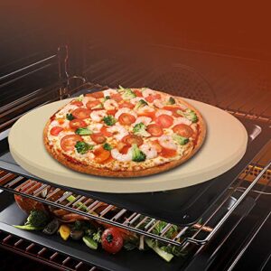 VIKEYHOME Round Pizza Stone, Heavy Duty Cordierite Pizza Grilling Stone, Baking Stone, Pizza Pan, Perfect for Oven, BBQ and Grill, Thermal Shock Resistant, Durable and Safe, 12 Inch Round, 4.6Lbs