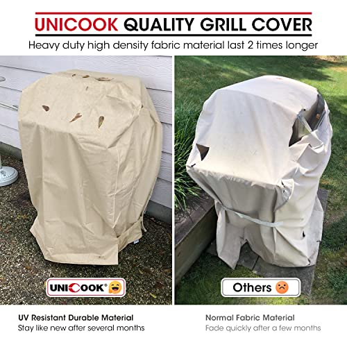 Unicook 2 Burner Grill Cover 32 Inch, Heavy Duty Waterproof Small BBQ Grill Cover, Outdoor Barbecue Cover, Compatible with Weber Char-Broil NexGrill Grills with Collapsed Side Tables, Desert Sand