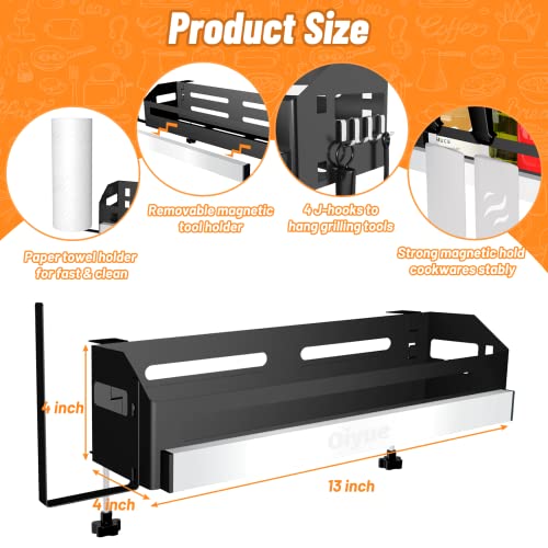 Griddle Caddy for Blackstone Griddle Accessories, Space Saving Grill Accessories, BBQ Accessories Storage for Blackstone Griddles 28"/36" with a Magnetic Tool Holder & Paper Towel Holder & 4 J-Hooks