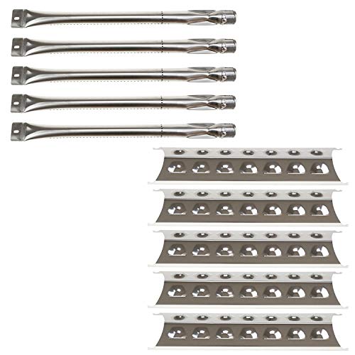 Hisencn Replacement Repair Kit for Master Forge 5 Burner 2518-3, 3218LT, 3218LTN, L3218 Gas Grill Models, BBQ Grill SS Pipe Burners Tube, Heat Shield Tent Plate Parts