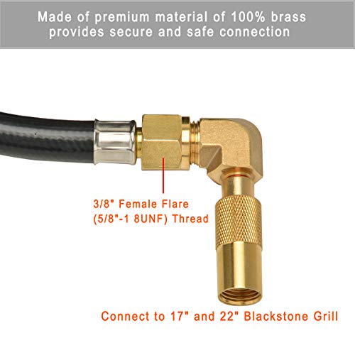 Stanbroil 12FT RV Quick Connect Propane Hose with Propane Elbow Adapter Fitting RV Quick-Connect Kit for Blackstone Tabletop Camping Grill 17 Inch and 22 Inch Portable Gas Griddle