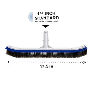 Fimimo Heavy Duty Pool Brush, Swimming Pool Cleaning Brush with Stainless Steel bristles & EZ Clips for Swimming Wall, Tile, Floors, Concrete Wall to Fit Most Poles