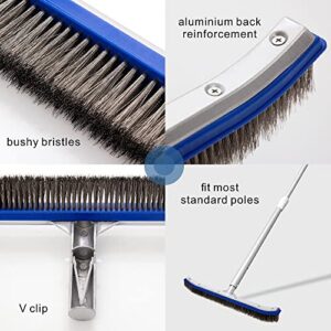 Fimimo Heavy Duty Pool Brush, Swimming Pool Cleaning Brush with Stainless Steel bristles & EZ Clips for Swimming Wall, Tile, Floors, Concrete Wall to Fit Most Poles