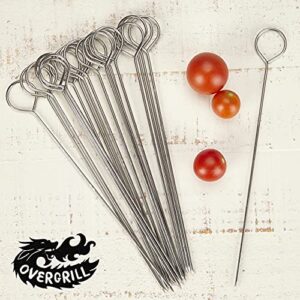 BBQ Skewers for Grilling: 20 Metal Skewers for Grilling – 9in Stainless Steel Skewers for Grilling – Grill Skewers Barbecue – OVERGRILL Grilling Set