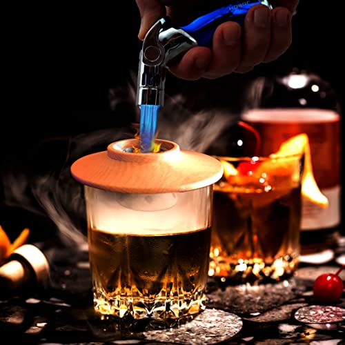 Bell Bind Whiskey smoker kit with torch Old fashioned Bourbon Whiskey Scotch smoker Infuser kit Drink Smoker Set 6 flavors wood chips premium gift box (No Butane)