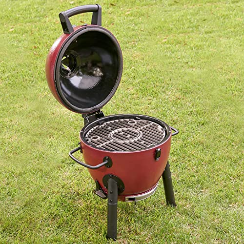 Char-Griller E06614 AKORN Jr. Portable Kamado Charcoal Grill, Red