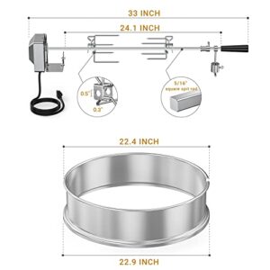 onlyfire Stainless Steel Rotisserie Ring Kit Barbecue Accessories for Weber 22" Kettle Grill and Other Similar Size Grills