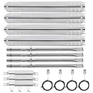 aibabcue grill replacement parts for charbroil 4 burner 463344116, 466344116 grill model, stainless heat plate shield tent, pipe burner tube, carryover tube, igniter for charbroil advantage 463344116