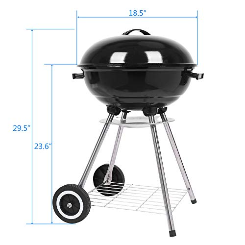 VINGLI 18 Inch Charcoal Grill Original Kettle Apple Charcoal Grilling Stove Large Oven for Outdoor Courtyard Picnic Roast Meat Home BBQ