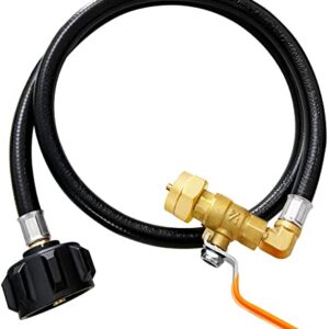 ZBXHJJZW Propane Refill Adapter Hose 350PSI High Pressure Camping Grill - QCC1 Type 1 LB Propane Refill Adapter Hose 39” Long, 1LB Tank Bottle Adapter Connector with ON-Off Control Valve