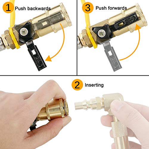 Uniflasy 12 Ft Low Pressure Propane RV Quick-Connect Hose, Quick Disconnect Propane Hose Extension - 1/4” Safety Shutoff Valve & Male Full Flow Plug for RVs