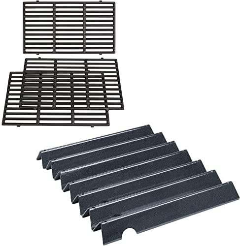 QuliMetal 18.7" Cooking Grates and 17 Inch Flavorizer Bars for Weber Genesis II/LX 400, Genesis II E410, E435, S435 (2017 and Newer) Series Gas Grills