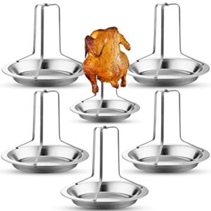 6 pack beer can chicken holder stainless steel chicken roaster rack beer can chicken stand vertical roaster rack chicken roasting rack turkey standing holder with pan for grill oven camping home bbq