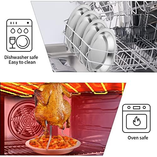 6 Pack Beer Can Chicken Holder Stainless Steel Chicken Roaster Rack Beer Can Chicken Stand Vertical Roaster Rack Chicken Roasting Rack Turkey Standing Holder with Pan for Grill Oven Camping Home BBQ