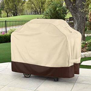 SunPatio Gas Grill Cover 60 Inch, Outdoor Heavy Duty Waterproof Barbecue Grill Cover, UV and Fade Resistant, All Weather Protection for Weber Charbroil Brinkmann Grills and More, Beige & Brown