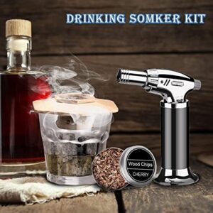 Cocktail Smoker Kit with Torch,Old Fashioned Smoker Kit with 6 Flavour Wood Chips and 4 Ice Cube Whiskey Stone for Bar Lovers,Father,Husband (Butane Not Included)