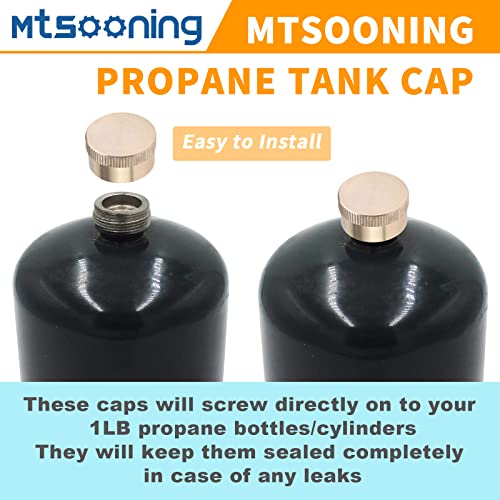 Mtsooning 2PCS Refill Propane Bottle Caps, 1LB Universal Solid Brass Gas Tank Cylinder Sealed Protect Cap for All Outdoor Camping Stove Cooking