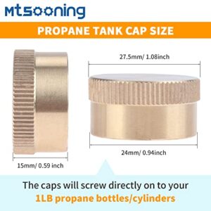 Mtsooning 2PCS Refill Propane Bottle Caps, 1LB Universal Solid Brass Gas Tank Cylinder Sealed Protect Cap for All Outdoor Camping Stove Cooking